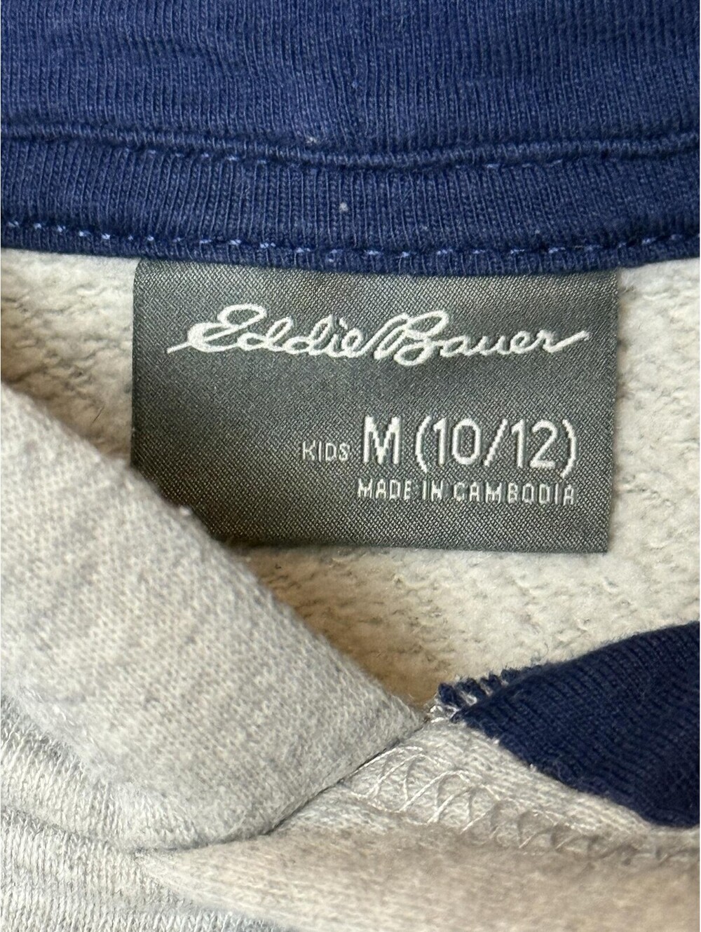 Eddie Bauer Hoodie Kids 10-12 Gray Explore Bear Graphic Fleece Pullover - Picture 4 of 5